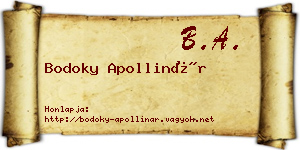 Bodoky Apollinár névjegykártya